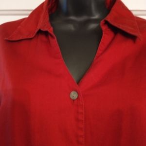 Red Button down Blouse with Wing Cuffs